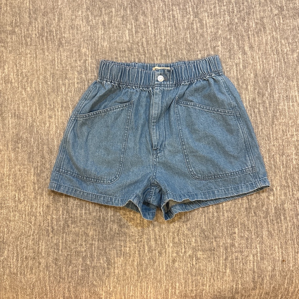 Madewell 27 Pull On Denim Paperbag Waist Shorts Arcwood Wash